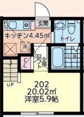 グリーントラスト淵野辺(1K/2階)の間取り写真