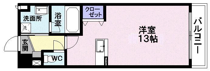パラディーゾ木の実町(ワンルーム/5階)の間取り写真