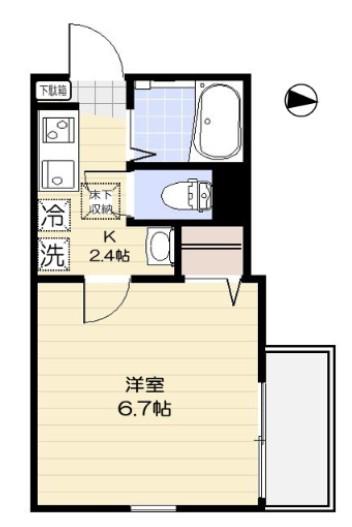 エルカーサ平和台(1K/2階)の間取り写真