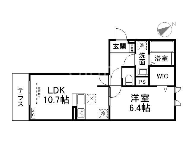 グラシア内畑(1LDK/1階)の間取り写真