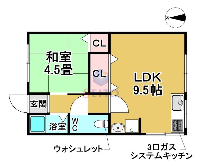 西町ハイツ(1LDK/1階)の間取り写真
