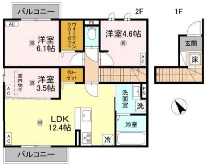ネオ・ハイツ(3LDK/2階)の間取り写真