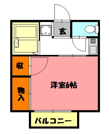 エスポワール大西(1K/2階)の間取り写真