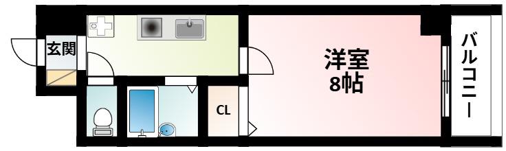 江坂ニュー白百合(1K/4階)の間取り写真