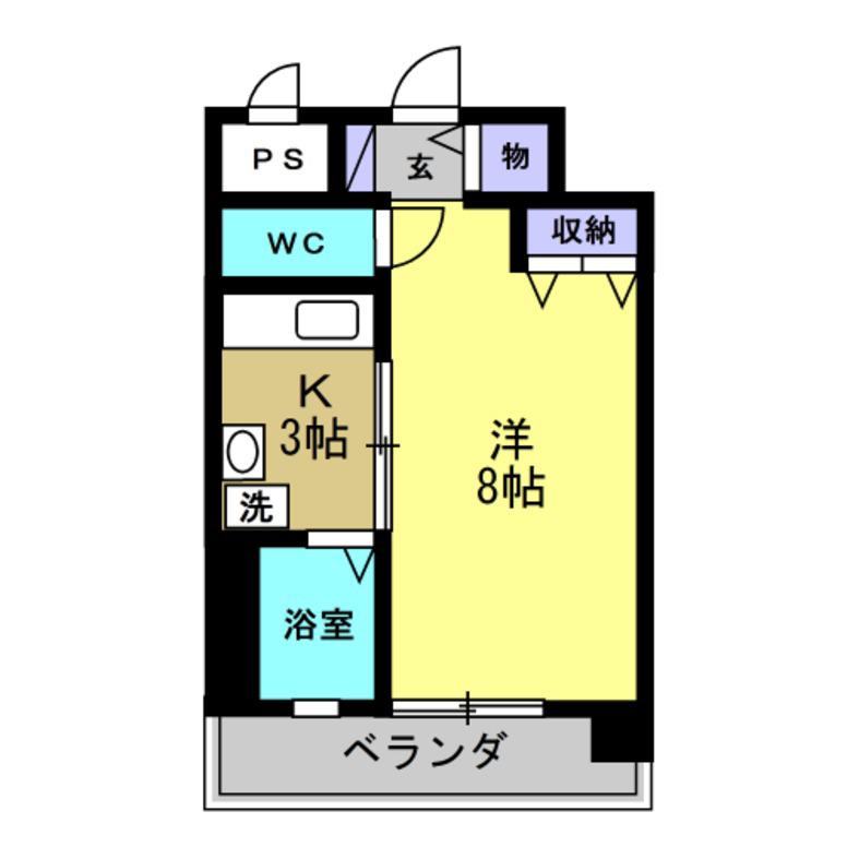 ソアレ・とこなめ(1K/8階)の間取り写真