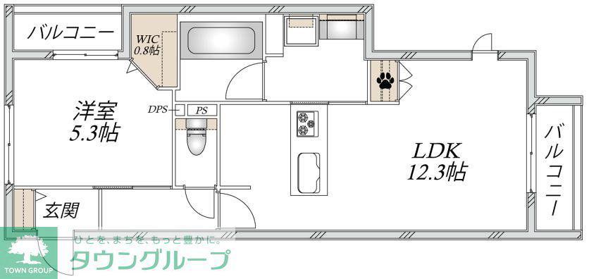 ロコティーダ武蔵中原(1LDK/3階)の間取り写真