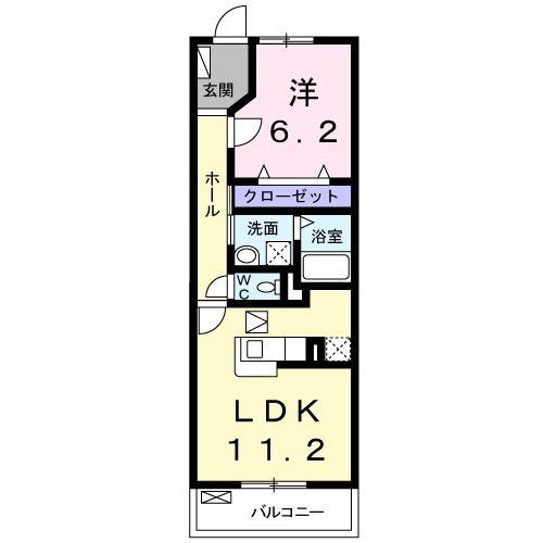 ソレイユカヤノV(1LDK/1階)の間取り写真