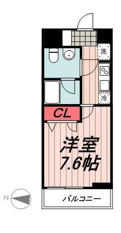 カスタリア住吉(1K/4階)の間取り写真