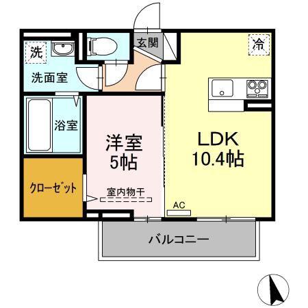 グランディ イグニスV(1LDK/2階)の間取り写真