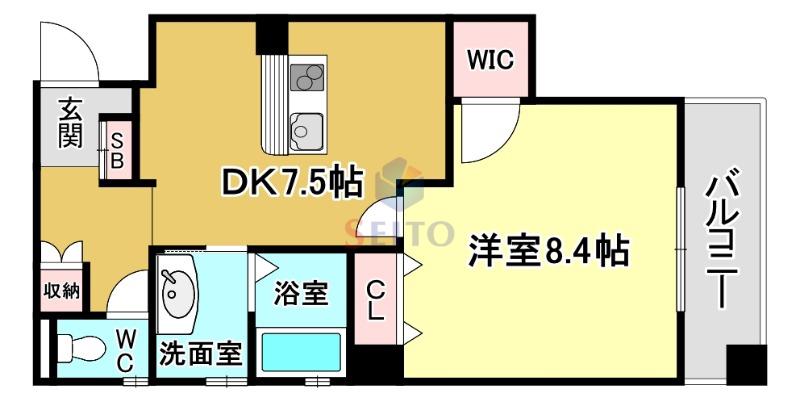 PRESCELT(1DK/3階)の間取り写真