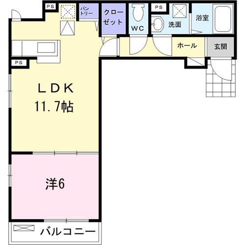 グランソレーユ(1LDK/1階)の間取り写真
