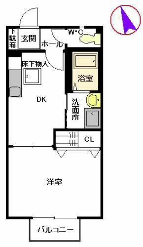 プランドールミニヨン B棟(1DK/1階)の間取り写真