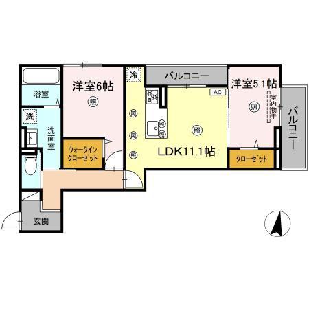 プリモ石井城(2LDK/3階)の間取り写真