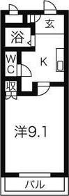 セントラルハイツO・M(1K/2階)の間取り写真