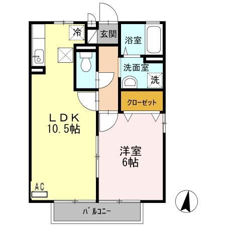 ヴィクトワールK I棟(1LDK/1階)の間取り写真