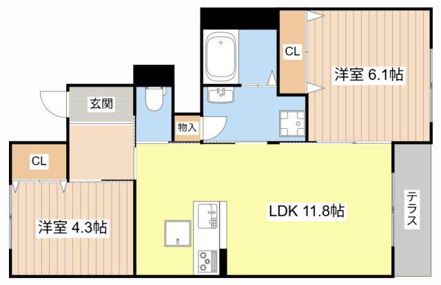 パルティールK(2LDK/1階)の間取り写真