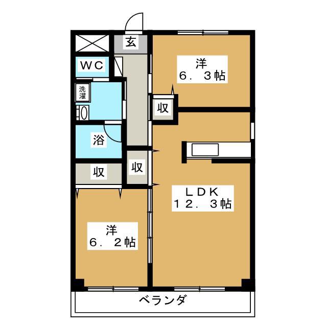 ライフコア上千田(2LDK/3階)の間取り写真