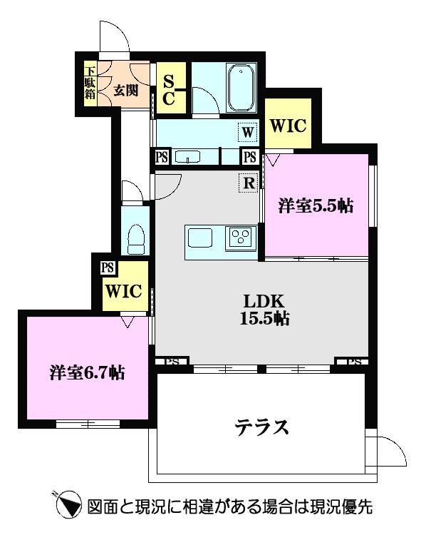 AZURE(2LDK/1階)の間取り写真