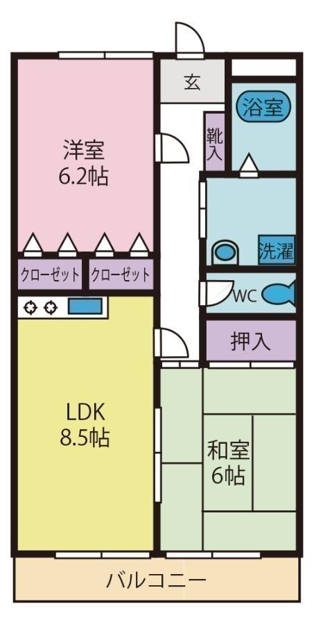 ヴラージュサントラル(2LDK/1階)の間取り写真
