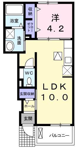 カーサ・セレーノA(1LDK/1階)の間取り写真