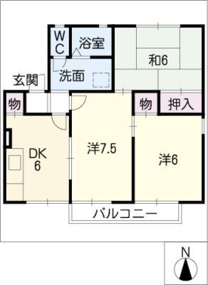 セジュール東(3DK/2階)の間取り写真