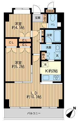 プリヴェ根岸(2LDK/2階)の間取り写真