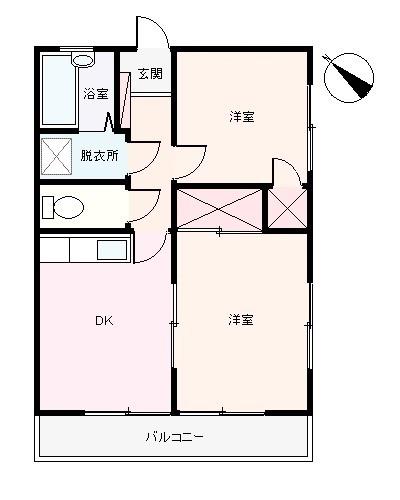 ピニエール下田(2DK/3階)の間取り写真