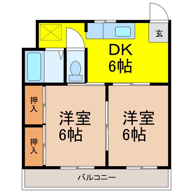 西町ハイツ2(2DK/3階)の間取り写真