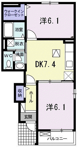 マンリー(2DK/1階)の間取り写真