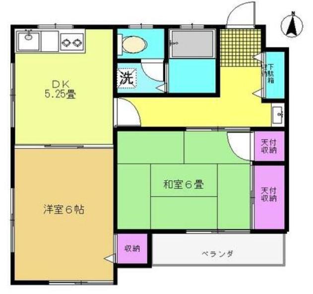 サンシャトー(2DK/1階)の間取り写真