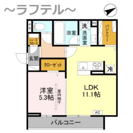 D-SERENO豊岡5丁目 A棟(1LDK/2階)の間取り写真