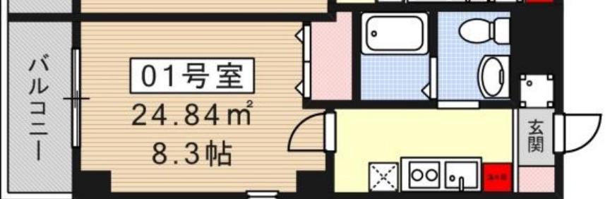 リズ新北野(1K/4階)の間取り写真