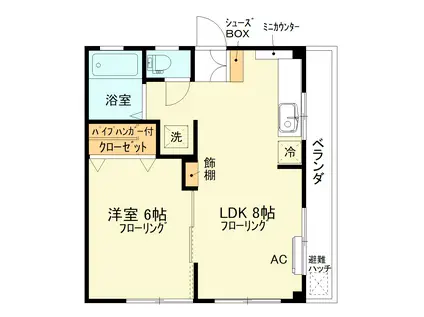 横乾ビル(1LDK/4階)の間取り写真