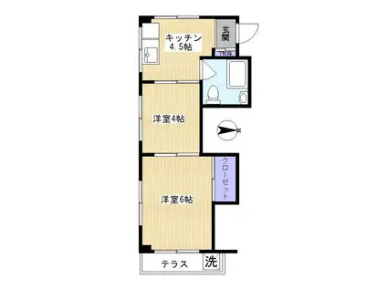 メナコーポ(2K/1階)の間取り写真