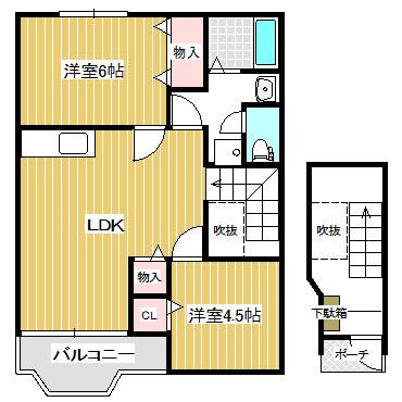 パークメゾン里の杜1番館(2LDK/2階)の間取り写真