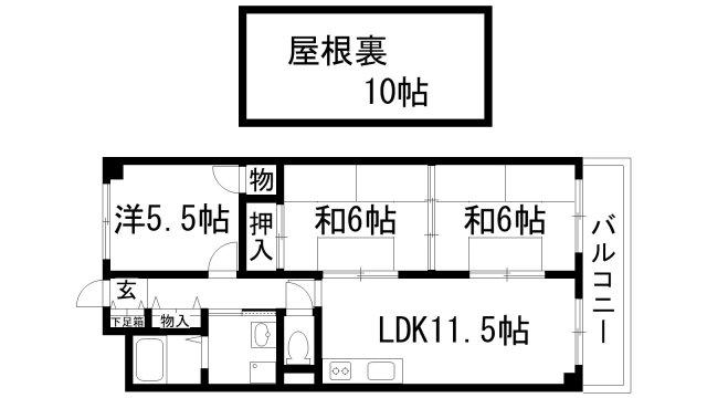 赤崎ビル(3LDK/4階)の間取り写真