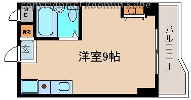 ベルトピア朝霧(ワンルーム/1階)の間取り写真