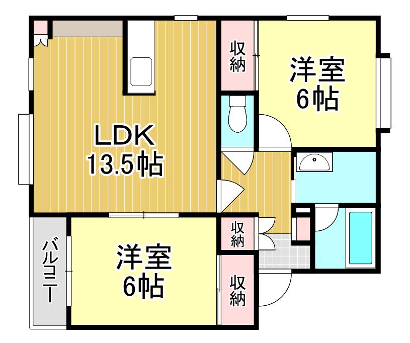 ラ・ジェンティーレ(2LDK/2階)の間取り写真