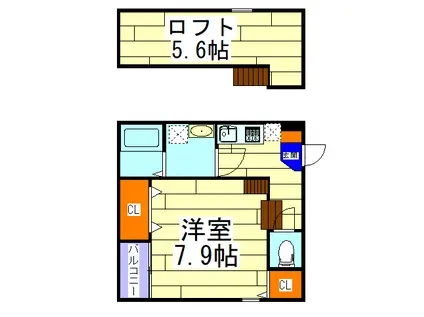 ルクレア(1K/2階)の間取り写真