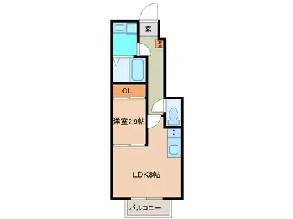 OPUS ONE薬師堂(1LDK/1階)の間取り写真
