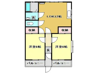 ラヴィーン横浜(2LDK/2階)の間取り写真