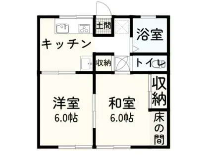 ソルカーサ(2DK/1階)の間取り写真