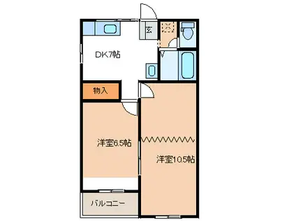 NSハイツI(2DK/2階)の間取り写真