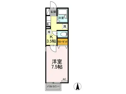 クレール竹原(1K/2階)の間取り写真