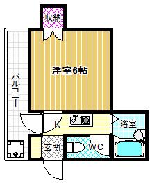 ベルメゾン一須賀 3号館(1K/2階)の間取り写真