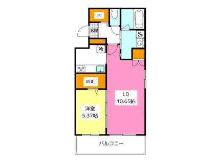 QUADOR CONTIGO高宮(1LDK/4階)の間取り写真