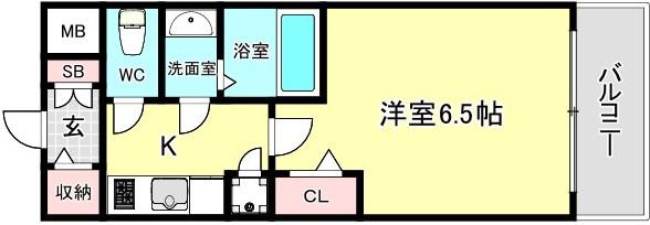 ベイサイドパークOSAKAノースレジデンシス(1K/10階)の間取り写真