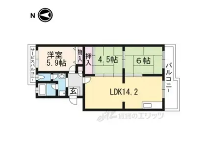 セレッソ甲西C号館(3LDK/5階)の間取り写真