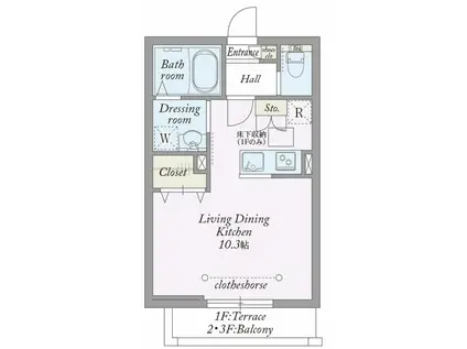 エムアドヴァンス(ワンルーム/2階)の間取り写真