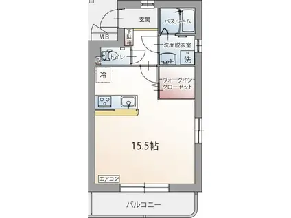 クレールコート堂庭(ワンルーム/2階)の間取り写真